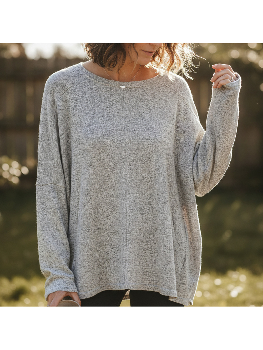 Rewash Gray Lightweight Casual Women's Top - Super Comfy & Stretchy, Size L